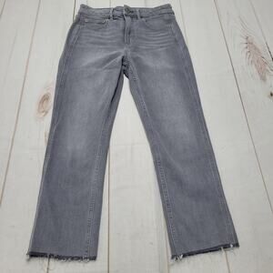 Gap vintage slim sky high gray jeans raw hem 27 4 petite retro